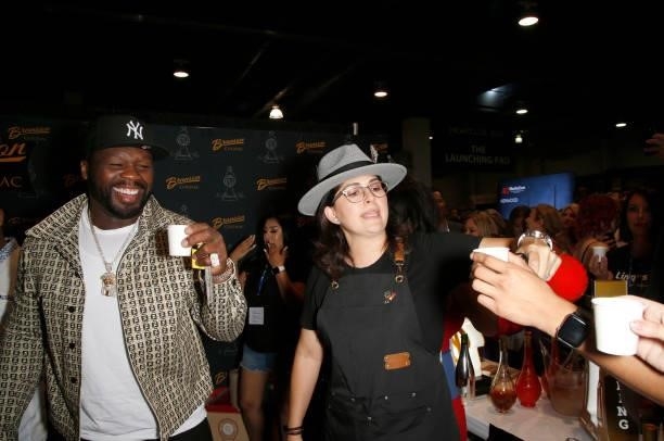 Cent is seen at the Branson Cognac booth during Day 2 of the 35th Annual Nightclub & Bar Show and World Tea Expo at the Las Vegas Convention Center...