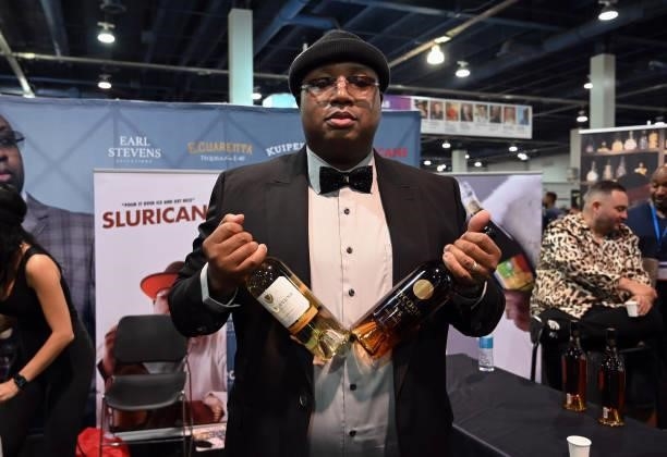 Is seen at his booth during Day 2 of the 35th Annual Nightclub & Bar Show and World Tea Expo at the Las Vegas Convention Center on June 29, 2021 in...