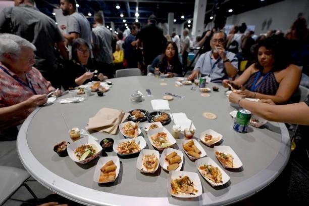 Guests attend the Food Festival during Day 2 of the 35th Annual Nightclub & Bar Show and World Tea Expo at the Las Vegas Convention Center on June...