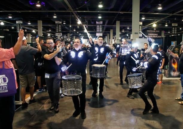 The Drumbots perform during Day 2 of the 35th Annual Nightclub & Bar Show and World Tea Expo at the Las Vegas Convention Center on June 29, 2021 in...