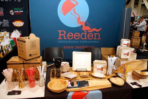 The Reeden Company booth and products are seen during Day 2 of the 35th Annual Nightclub & Bar Show and World Tea Expo at the Las Vegas Convention...