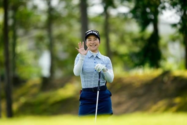 Yumiko Baba of Japan smiles during the second round of the Sky Ladies ABC Cup at the ABC Golf Club on June 30, 2021 in Kato, Hyogo, Japan.