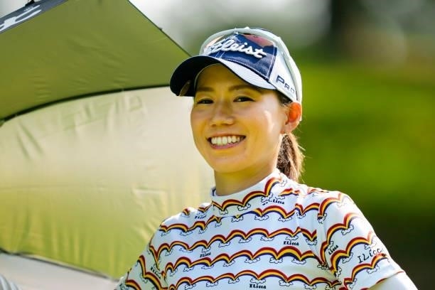Nozomi Inoue of Japan smiles on the 2nd hole during the second round of the Sky Ladies ABC Cup at the ABC Golf Club on June 30, 2021 in Kato, Hyogo,...