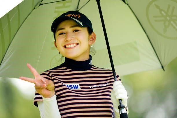 Aya Ezawa of Japan poses on the 2nd hole during the second round of the Sky Ladies ABC Cup at the ABC Golf Club on June 30, 2021 in Kato, Hyogo,...