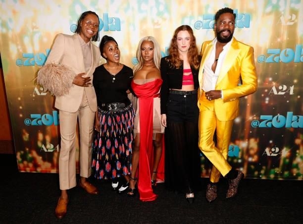 Jeremy O. Harris, Director Janicza Bravo, AZiah King, Riley Keough and Colman Domingo attend the Los Angeles Special Screening Of "Zola