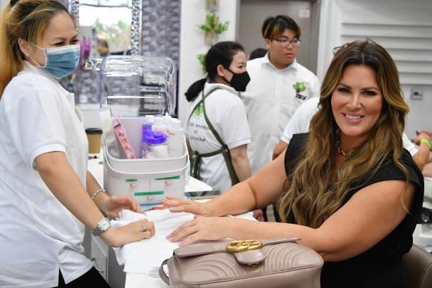 Emily Moore Simpson attends the Grand Opening of Veganic Nail Spa on June 29, 2021 in Costa Mesa, California.