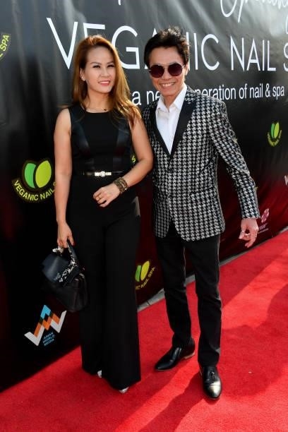 Anna Nguyen and Quoc Thai attend a Grand Opening of Veganic Nail Spa at Veganic Nail Spa on June 29, 2021 in Costa Mesa, California.