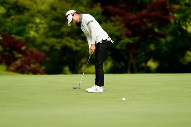 Hana Lee of South Korea putts on the 16th green during the second round of the Sky Ladies ABC Cup at the ABC Golf Club on June 30, 2021 in Kato,...