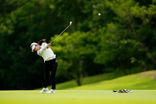 Hana Lee of South Korea plays her second shot on the 17th hole during the second round of the Sky Ladies ABC Cup at the ABC Golf Club on June 30,...