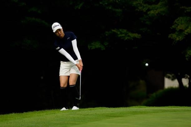 Ayano Nitta of Japan putts 16th green during the second round of the Sky Ladies ABC Cup at the ABC Golf Club on June 30, 2021 in Kato, Hyogo, Japan.