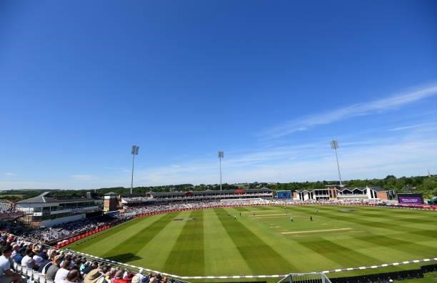 General view of play during the 1st One Day International match between England and Sri Lanka at Emirates Riverside on June 29, 2021 in...