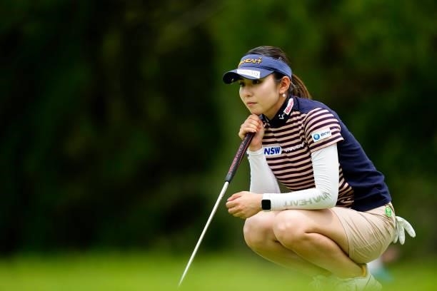 Aya Ezawa of Japan looks on during the second round of the Sky Ladies ABC Cup at the ABC Golf Club on June 30, 2021 in Kato, Hyogo, Japan.