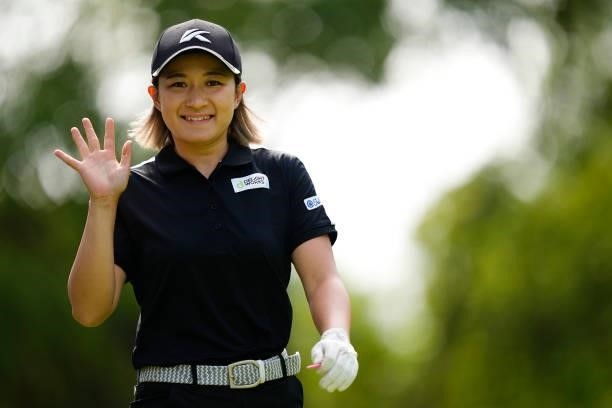 Ayame Sakuma of Japan smiles during the second round of the Sky Ladies ABC Cup at the ABC Golf Club on June 30, 2021 in Kato, Hyogo, Japan.