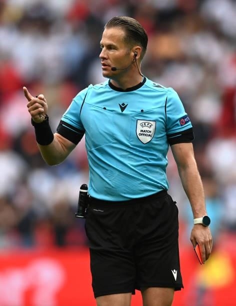 Match Referee Danny Makkelie during the UEFA Euro 2020 Championship Round of 16 match between England and Germany at Wembley Stadium on June 29, 2021...