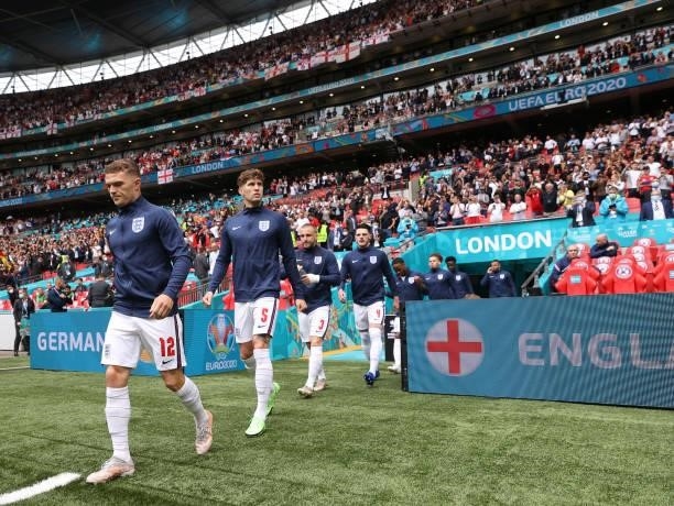 Kieran Trippier of England walks out prior to the UEFA Euro 2020 Championship Round of 16 match between England and Germany at Wembley Stadium on...