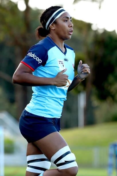 Sera Naiqama of the Waratahs runs out during the round three Super W match between the NSW Waratahs and the ACT Brumbies at Coffs Harbour...