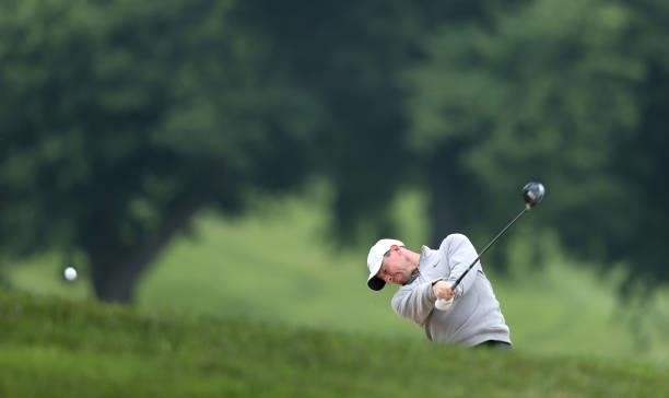 Rory McIlroy of Northern Ireland plays in the pro am ahead of the Dubai Duty Free Irish Open at Mount Juliet Golf Club on June 30, 2021 in...