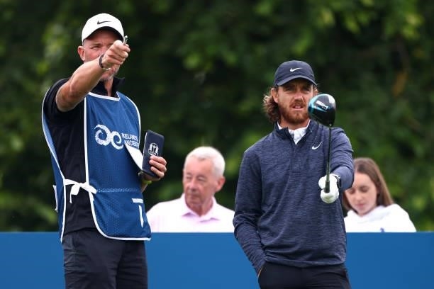 Tommy Fleetwood of England participates in the pro am during a practice day prior to The Dubai Duty Free Irish Open at Mount Juliet Golf Club on June...