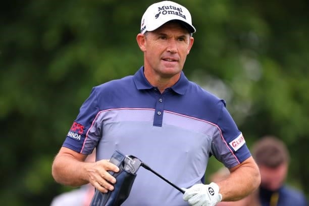Padraig Harrington of Ireland participates in the pro am during a practice day prior to The Dubai Duty Free Irish Open at Mount Juliet Golf Club on...