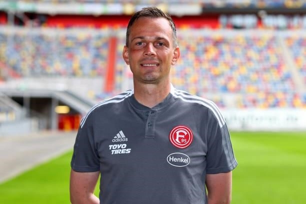 Christian Preusser of Fortuna Düsseldorf poses during the team presentation at Merkur-Spiel Arena on June 30, 2021 in Duesseldorf, Germany.
