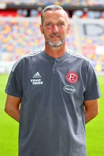 Carsten Fiedler, physiotherapist of Fortuna Düsseldorf poses during the team presentation at Merkur-Spiel Arena on June 30, 2021 in Duesseldorf,...