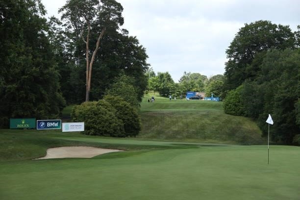 Christiaan Bezuidenhout of South Africa plays the 14th hole in the pro am ahead of the Dubai Duty Free Irish Open at Mount Juliet Golf Club on June...
