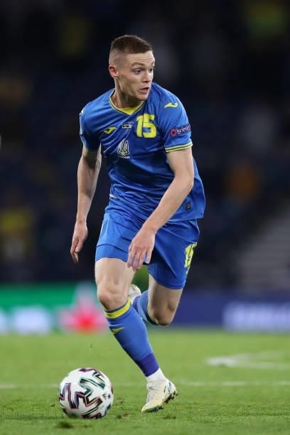 Viktor Tsygankov of Ukriane in action during the UEFA Euro 2020 Championship Round of 16 match between Sweden and Ukraine at Hampden Park on June 29,...