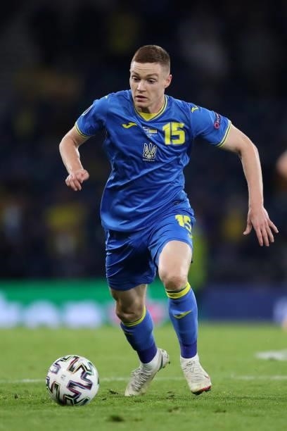 Viktor Tsygankov of Ukriane in action during the UEFA Euro 2020 Championship Round of 16 match between Sweden and Ukraine at Hampden Park on June 29,...