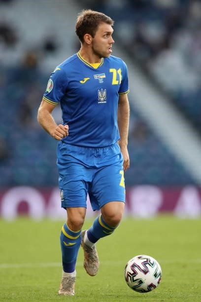Oleksandr Karavaev of Ukraine in action during the UEFA Euro 2020 Championship Round of 16 match between Sweden and Ukraine at Hampden Park on June...