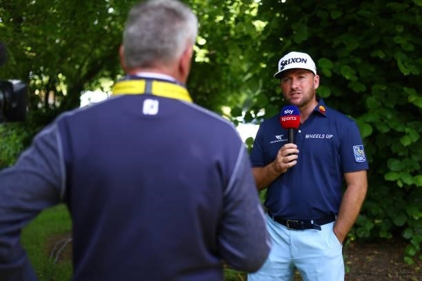 Graeme McDowell of Northern Ireland chats to media during a practice day prior to The Dubai Duty Free Irish Open at Mount Juliet Golf Club on June...