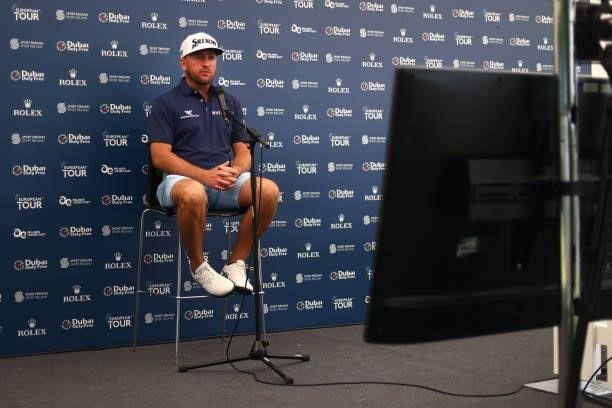 Graeme McDowell of Northern Ireland chats to media during a practice day prior to The Dubai Duty Free Irish Open at Mount Juliet Golf Club on June...