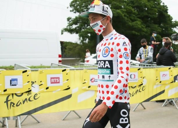 Ide Schelling of Netherlands and Bora - Hansgrohe retains the polka dot jersey of best climber after stage 5 of the 108th Tour de France 2021, an...