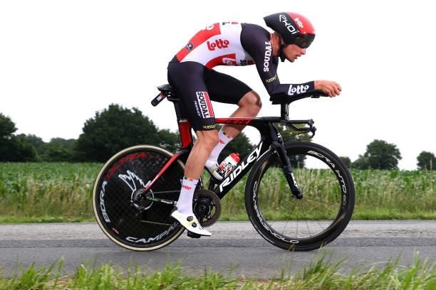 Brent Van Moer of Belgium and Team Lotto Soudal during the 108th Tour de France 2021, Stage 5 a 27,2km Individual Time Trial stage from Changé to...