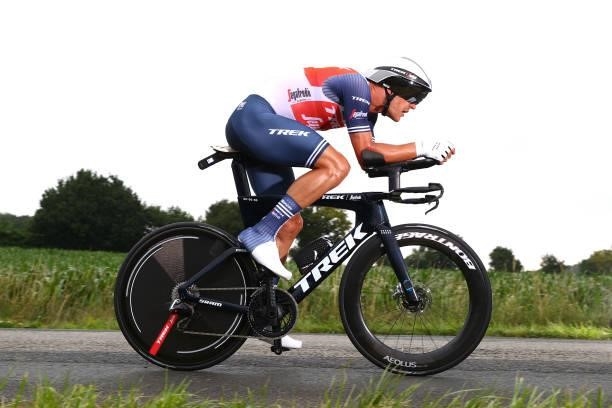 Jasper Stuyven of Belgium and Team Trek - Segafredo during the 108th Tour de France 2021, Stage 5 a 27,2km Individual Time Trial stage from Changé to...