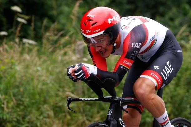 Mikkel Bjerg of Denmark and UAE-Team Emirates during the 108th Tour de France 2021, Stage 5 a 27,2km Individual Time Trial stage from Changé to Laval...