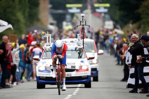 Arnaud Démare of France and Team Groupama - FDJ during the 108th Tour de France 2021, Stage 5 a 27,2km Individual Time Trial stage from Changé to...