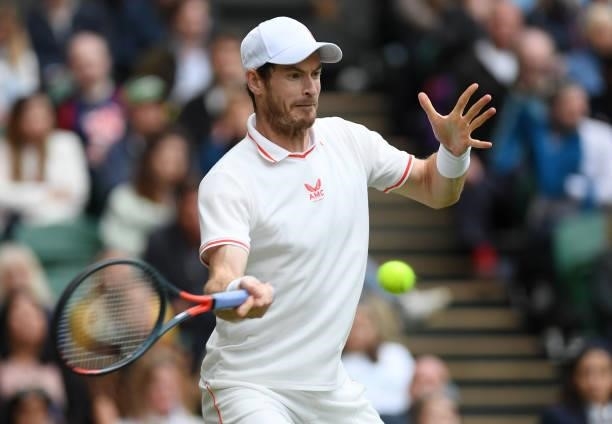 Andy Murray of Great Britain plays a forehand in his Men's Singles Second Round match against Oscar Otte of Germany during Day Three of The...