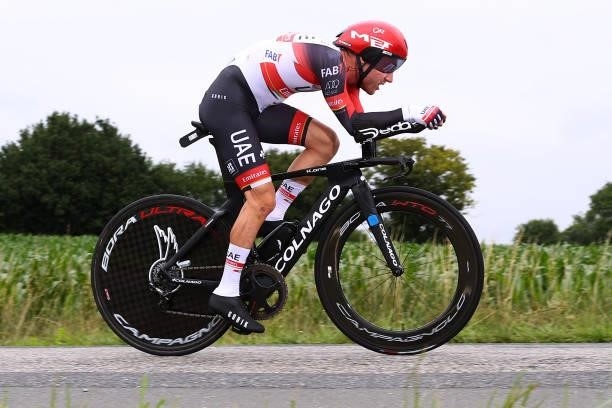 Marc Hirschi of Switzerland and UAE-Team Emirates during the 108th Tour de France 2021, Stage 5 a 27,2km Individual Time Trial stage from Changé to...