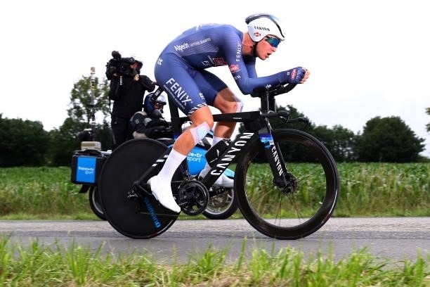 Tim Merlier of Belgium and Team Alpecin-Fenix during the 108th Tour de France 2021, Stage 5 a 27,2km Individual Time Trial stage from Changé to Laval...