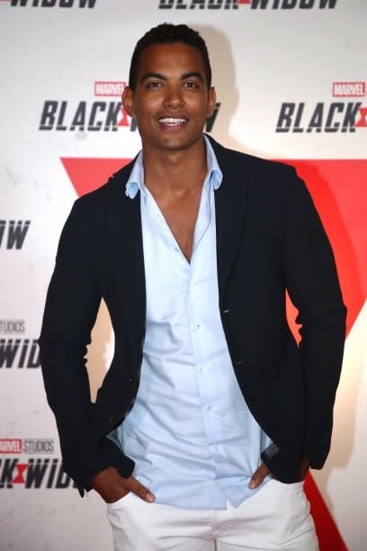 Terence Telle attends the “Black Widow” Paris Gala Screening at cinema Le Grand Rex on June 30, 2021 in Paris, France.