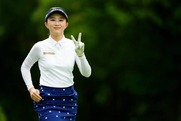 Rui Aratake of Japan poses on the 2nd hole during the third round of the Sky Ladies ABC Cup at the ABC Golf Club on July 1, 2021 in Kato, Hyogo,...