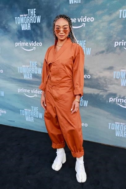 Tati Gabrielle attends the premiere of Amazon's "The Tomorrow War