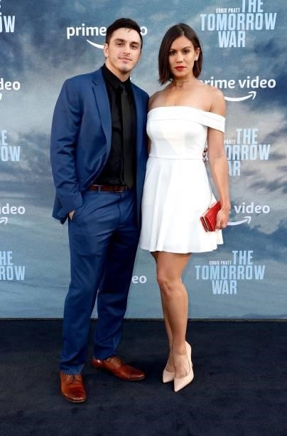 John Cihangir and Gissette Valentin attend the premiere of Amazon's "The Tomorrow War