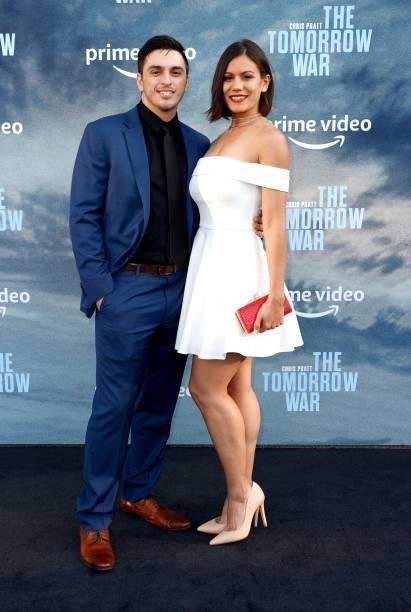 John Cihangir and Gissette Valentin attend the premiere of Amazon's "The Tomorrow War