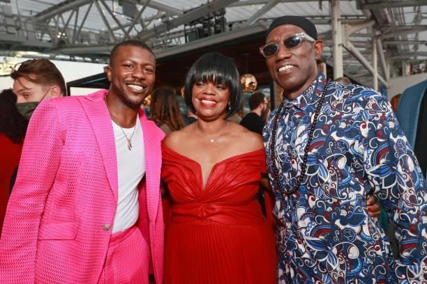 Edwin Hodge, Velda Ofosu Djan, and Wesley Snipes attend the premiere of Amazon's "The Tomorrow War