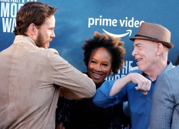 Chris Pratt, Global Chief Marketing Officer at Prime Video & Amazon Studios Ukonwa Ojo and J.K. Simmons attend Los Angeles Premiere Of Amazon's "The...