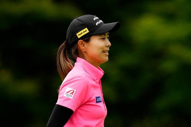 Mayu Hattori of Japan leaves the 15th green during the third round of the Sky Ladies ABC Cup at the ABC Golf Club on July 01, 2021 in Kato, Hyogo,...