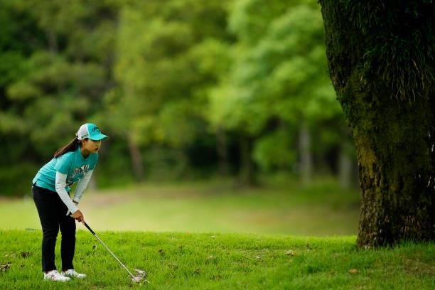 Hana Lee of South Korea prepares to play her shot on the 18th hole during the third round of the Sky Ladies ABC Cup at the ABC Golf Club on July 01,...
