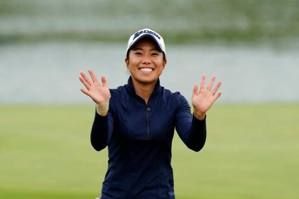 Mina Nakayama of Japan walks off the 18th green during the third round of the Sky Ladies ABC Cup at the ABC Golf Club on July 01, 2021 in Kato,...