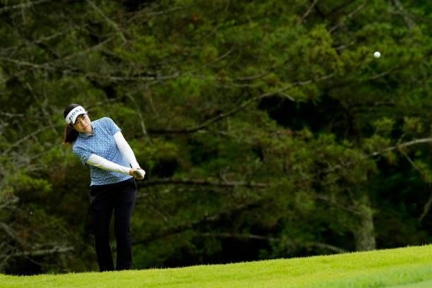 Sumika Nakasone of Japan chips onto the 3rd green during the third round of the Sky Ladies ABC Cup at the ABC Golf Club on July 01, 2021 in Kato,...